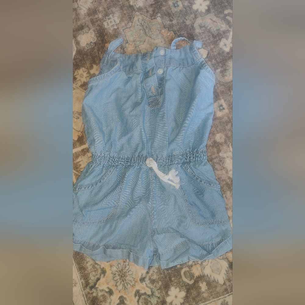 Carter's Light Blue Denim Girls Romper